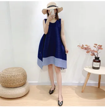 Miyake plissado contraste vestidos de verão de 2020 novo plus size solta maxi vestidos para as mulheres da boêmia frete grátis roupas