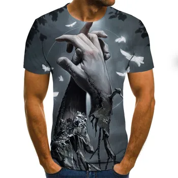 Homens de roupa 2020 Nova Mens Verão Crânio de Impressão Homens de Manga Curta T-shirt de impressão 3D Camiseta Casual Respirável camisetas divertidas