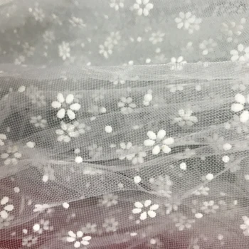 Marfim, Branco Net Tecido Bordado Floral Laço de Tecido para o DIY de Costura, Patchwork Tecido de Luxo, com 150 cm de Largura