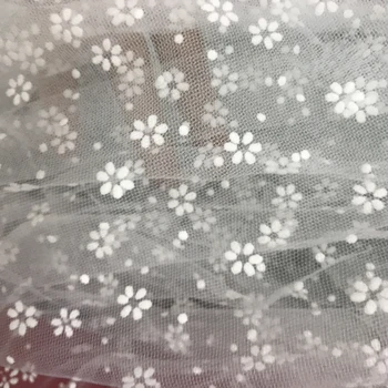 Marfim, Branco Net Tecido Bordado Floral Laço de Tecido para o DIY de Costura, Patchwork Tecido de Luxo, com 150 cm de Largura