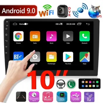 VODOOL Android 9.0 som do Carro Duplo DIN Navegação GPS, Bluetooth, wi-Fi Rádio FM de 10 polegadas Tela IPS No Traço de Chefe da Unidade de Receptor