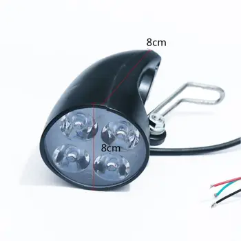 36V 48V eBike Luz Scooter Lâmpada Bicicleta Elétrica 4 LED Farol Dianteiro do Ultra-Brilhante Holofotes com Chifre