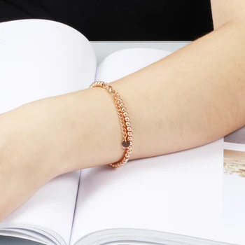 Moda das Mulheres Bracelete da jóia de aço inoxidável de 5 mm de contas Pulseiras& Pulseira
