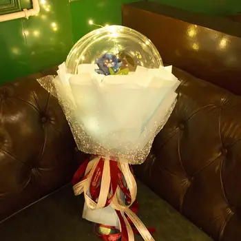 Luminoso do DIODO emissor de Balão Subiu Buquê Transparente Bobo de Bola Subiu o Dia dos Namorados Presente de Aniversário, Festa de Casamento Decoração Presente Balões