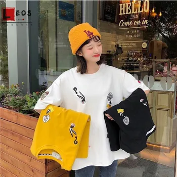 Mulheres Plus Size Verão T-Shirts harajuku Casual mulheres roupas de desenho animado coreano streetwear roupas soltas gráfica tees mulheres tops