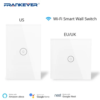 Frankever NÓS UE reino UNIDO wi-Fi Smart Parede, Interruptor do Toque 1 2 3 Gangue de Soquete Plug Mobile APP de Controle Remoto Funciona com Alexa Inicial do Google