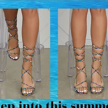 SARAIRIS Plus tamanho 42 INS QUENTE 2020 televisão cadarços multi cobra impresso casual gladiador sandálias de verão de calçados casuais das mulheres