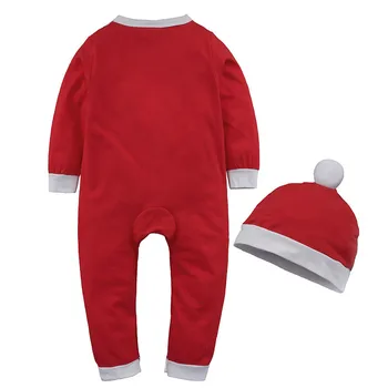 Novas roupas de Natal macacão de bebê Menino Menina Crianças Romper do Chapéu Conjunto de Tampa do papai noel bebê traje de Presente de Natal do Recém-nascido