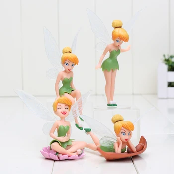 4pcs/set de Fadas Resina de Figuras de Ação de Fadas Anime Figuras de brinquedo bonito Brinquedos 4-11cm
