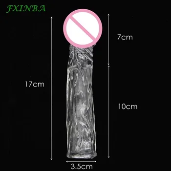 FXINBA 17cm Elástico Preservativo Reutilizáveis Extensor de Pénis Manga retardar a Ejaculação Ampliação do Pénis de Brinquedos Sexuais Para os Homens Íntimo Bens