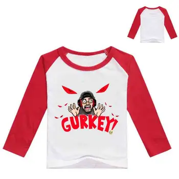 Z&Y 2-16Y GURKEY Funil Visão de T-SHIRT FGTeeV Família de Jogos de Equipe Roupas de Meninas Tops de Manga Longa Criança Camisa Crianças Tee