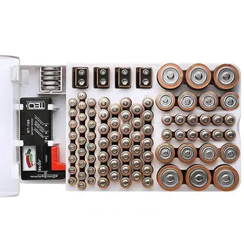 93 Grades Capacidade da Bateria Testador de Armazenamento de Caixa de Medição Organizador Caso, os Acessórios Transparentes para AAA AA 9V C D Baterias ACEHE