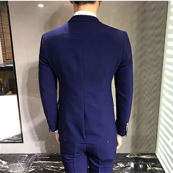 Thorndike Azul os Homens de Ternos, Casacos+Colete+Calça XS-5XL Moda Homens Ternos de Negócio Banquete de Casamento Cavalheiro Elegante Roupa