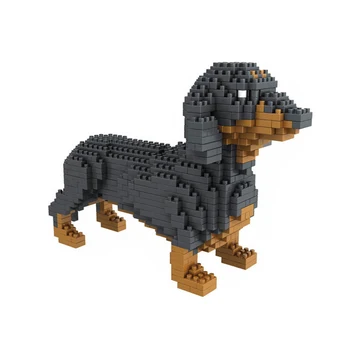 6618-2 Dachshund Preto Cão de Animal de Estimação com o Modelo 3D 898pcs DIY Diamond Mini Construção de Pequenos Blocos de Tijolos de Brinquedo para as Crianças sem Caixa