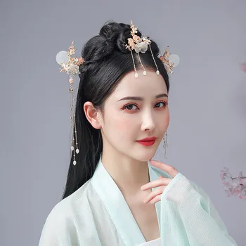 Nova Retro Estilo Chinês Borboleta de Flor de Cristal Pérolas Hanfu Vestido Longo de Borla Grampos de Cabelo Pentes de Conjuntos de Jóias para Mulheres Meninas