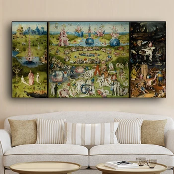 O Jardim das Delícias Terrenas Tela de Arte, Reproduções de Pinturas de Hieronymus Bosch Lona de Impressões de Arte Para a Sala de Cuadros