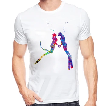 2019 Par T-shirt Mergulhador T-shirt Tee de Mergulho Engraçado Presente de Aniversário, Presente, para Ele, os Homens Adultos, T-Shirt de Manga Curta