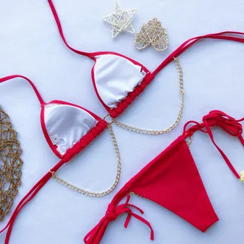 Melphieer Cadeias de Biquini Senhora Sexy, moda praia Vermelha Swimwear das Mulheres de biquínis maiôs