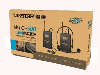 Alta Quantidade 1 Transmissor+2 Receptores Takstar WTG-500 sem Fio de Guia de turismo Sistema de frequência UHF de 6 canais selecionáveis de 100m