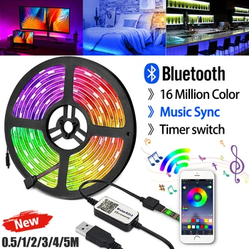Bluetooth de Luz LED Strip RGB 5050 SMD, Fita Flexível Impermeável RGB CONDUZIU a Luz de Controle Bluetooth USB 5V