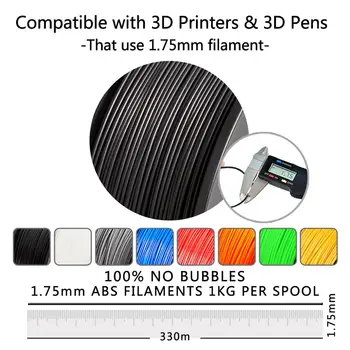 ABS Filamento de 1,75 mm Para Impressora 3D 1KG/2.2 LB Nenhuma Bolha de Excelente Qualidade Preto de Plástico ABS de Filamento Para Crianças Rabisco
