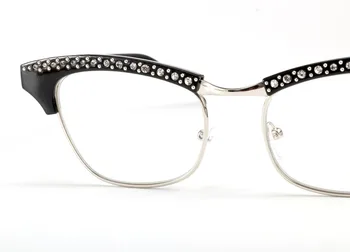 Diamond Ladies Elegante Olho de Gato Óculos de Leitura Lentes de Resina Mulheres do Cristal de rocha da Decoração de Óculos para Presbiopia Élder