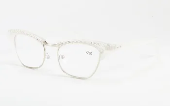 Diamond Ladies Elegante Olho de Gato Óculos de Leitura Lentes de Resina Mulheres do Cristal de rocha da Decoração de Óculos para Presbiopia Élder