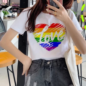 Lésbicas Lgbt Harajuku Ullzang T-Shirts Mulheres de 90 do Orgulho Gay Gráfico T-shirt do arco-íris Cartoon Imprimir Camiseta Top Fashion Tees Feminino