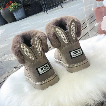 2019 Novas Mulheres botas de Neve de Inverno Acolchoado de veludo ShoesBoots Exterior peles Manter Aquecido Sapatos Femininos Sólido Casual Botas