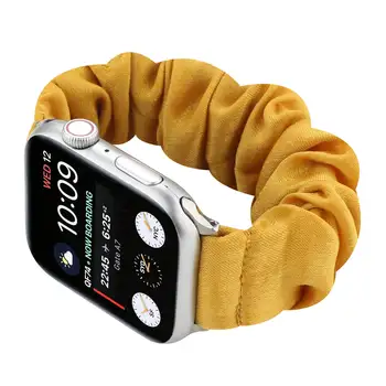 Tecido impresso Correia de Relógio para a Apple Faixa de Relógio de 38mm de 40mm 42mm 44mm Mulheres Scrunchie Elástico Bracelete Para o iWatch da Série 1 2 3 4 5