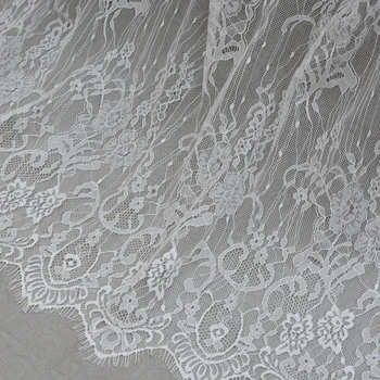 150cm de largura de Chantilly cílios tecido de renda, de noiva de renda, retro casamento do laço de tecido com borda recortada 3 metros de comprimento