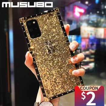 MUSUBO 3D Abelha Telefone Case Para Samsung Galaxy Nota 20 Ultra S8 S10 PLUS S9 A71 A51 M30 Praça Coque Silicone Macio Lantejoulas Cobrir