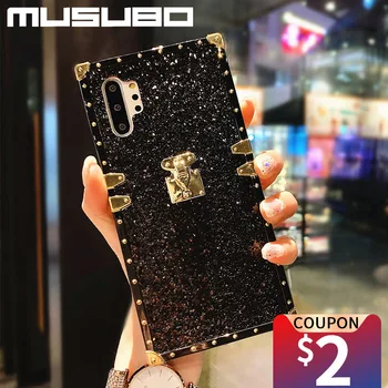 MUSUBO 3D Abelha Telefone Case Para Samsung Galaxy Nota 20 Ultra S8 S10 PLUS S9 A71 A51 M30 Praça Coque Silicone Macio Lantejoulas Cobrir
