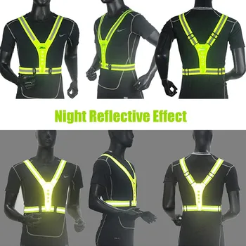 LED Esportes Colete reflector Elástico em forma de V Iluminado Colete reflector Colete Ajustável Para a Noite de Execução Motocicleta Bicicleta