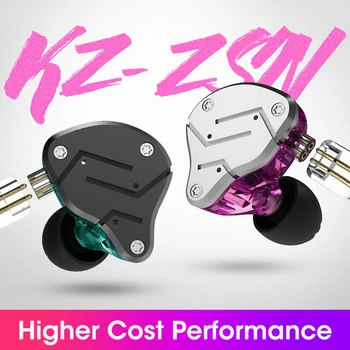 KZ ZSN Fones de ouvido 1DD+1BA Híbrido Na Orelha Monitor de Cancelamento de Ruído Aparelhagem de Música, Fones de Esportes Bass Estéreo Fone de ouvido Com Microfone