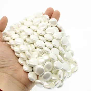 Natural do escudo branco 15 mm em formato de botão solta esferas Polidas masculino e feminino jóias fazer DIY colar pulseira acessórios