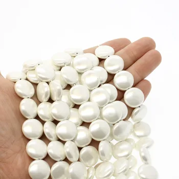 Natural do escudo branco 15 mm em formato de botão solta esferas Polidas masculino e feminino jóias fazer DIY colar pulseira acessórios