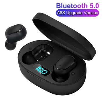 A6L TWS Fone de ouvido Bluetooth BT5.0 DIODO emissor de luz para Redmi Airdots Botão de Controlo Impermeável Fone de ouvido com Cancelamento de Ruído PK i7s A6S E6S