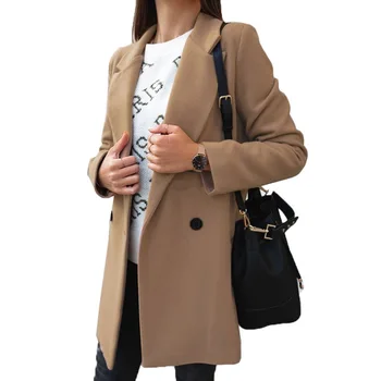 2020 misturado casaco de lã mulheres casaco de outono e de inverno, moda de nova longo de mulheres casaco