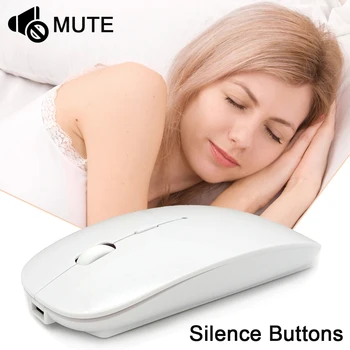 Bluetooth Silêncio Mouse sem Fio Recarregável Built-in Bateria de 2,4 Ghz USB do Computador Mause para PC Portátil