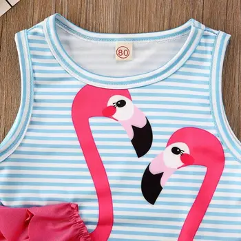 Pudcoco NÓS Estoque de 0-4 anos de Flamingo Kid Menina de Bikini Swimwear Body de Mangas de Impressão Animal calção de Banho, Maiô de Praia