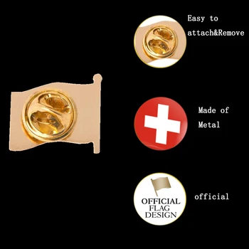 10PCS Suíça Metal Bandeira Pin de Lapela Crachás Para Roupas Clipe de Borboleta Conjunto Broche Emblema