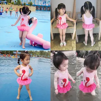 Venda Quente Criança Bebê Meninas Flamingo Trajes De Banho Maiô Piscina De Verão A Praia De Maiô Beachwear Bodysuit