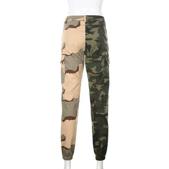 HEYounGIRL Patchwork Militares Do Exército Camo Print Calças De Harém De Moda Skinny Longo Senhoras De Calças De Cintura Alta Corredores De Moletom 2020