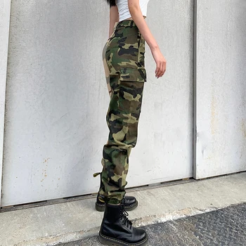 HEYounGIRL Patchwork Militares Do Exército Camo Print Calças De Harém De Moda Skinny Longo Senhoras De Calças De Cintura Alta Corredores De Moletom 2020