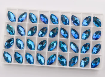 3223 Azul Zircão Navette 6x12mm 7x15mm 9x18mm Cristal Flatback Strass Costurar Pedras de Strass de Cristal para Roupas