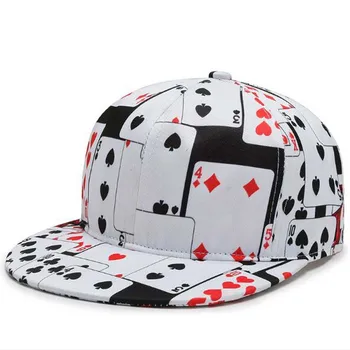 Moda de rua boné de beisebol de graffiti sol caps hip hop de poker de impressão viseira primavera chapéu ajustável snap-back chapéus tampas de golfe