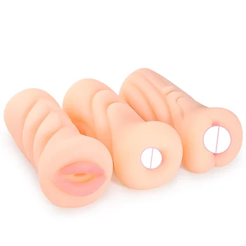 3 Tipos de Silicone Oral, Vagina Artificial Buceta Sexo Anal com Vibrador Masculino Masturbação Copa Boca Vaginal Ânus Copa Brinquedos do Sexo para Homens