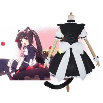Anime Chocola NEKOPARA Cosplay Chocola Baunilha Empregada Vestido de Traje Gato Neko Girl NEKOPARA Mulheres Traje Cosplay Peruca Jogo