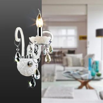 Luxo Candeeiro de Parede, Iluminação de estilo Europeu, luzes de parede de espelho frontal da lâmpada de cabeceira, candeeiro de cristal da lâmpada de Parede, lâmpada do quarto